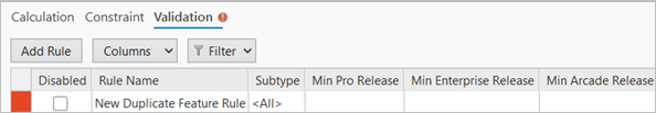 Attribute Rules view with required parameter values missing Attribute Rules view with required parameter values missing
